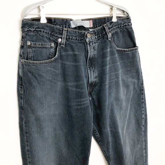 Vintage Levi's Loose Straight High Waisted Ribcage Wedgie Mom Dad Black Wash 569 - Picture 9 of 11